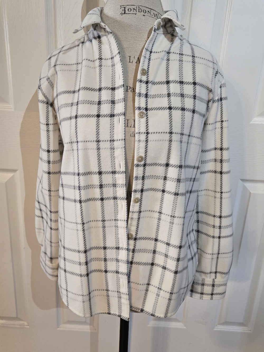 Lee Men's White Plaid Shirt Jacket with Black Windowpane